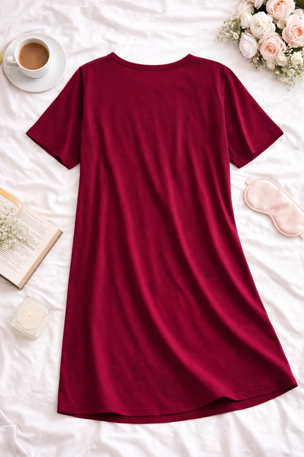 Noční košilka Sweet Dreams – vínová elegance