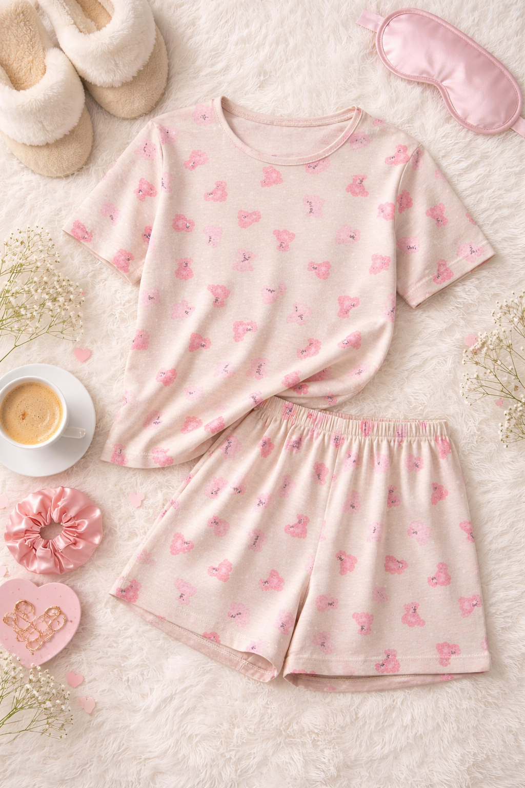 Bavlněné pyžamo Pink Teddy