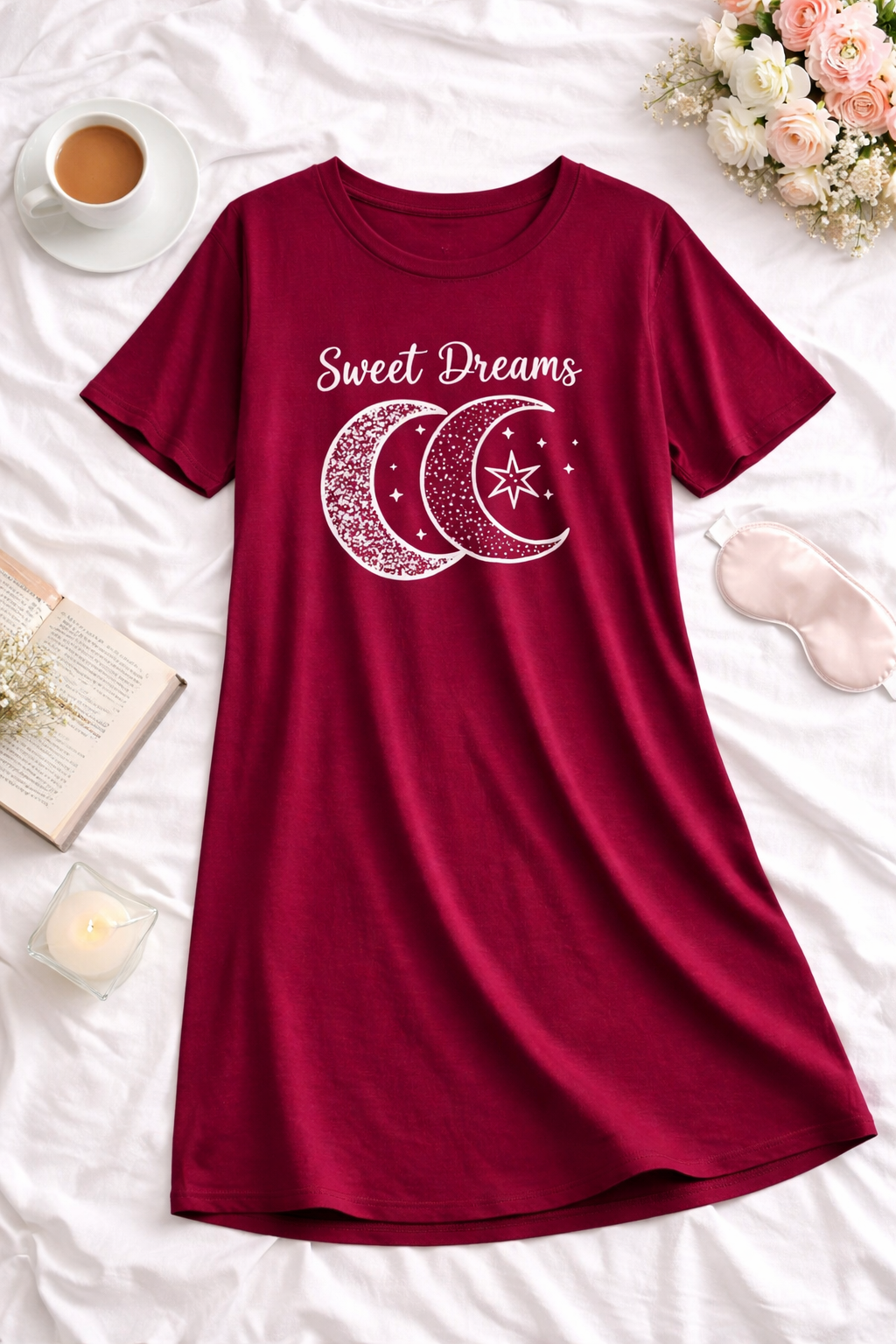 Noční košilka Sweet Dreams – vínová elegance