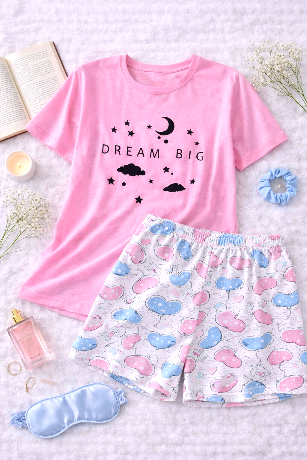 100% bavlněné pyžamo Dream Big – růžový relax set