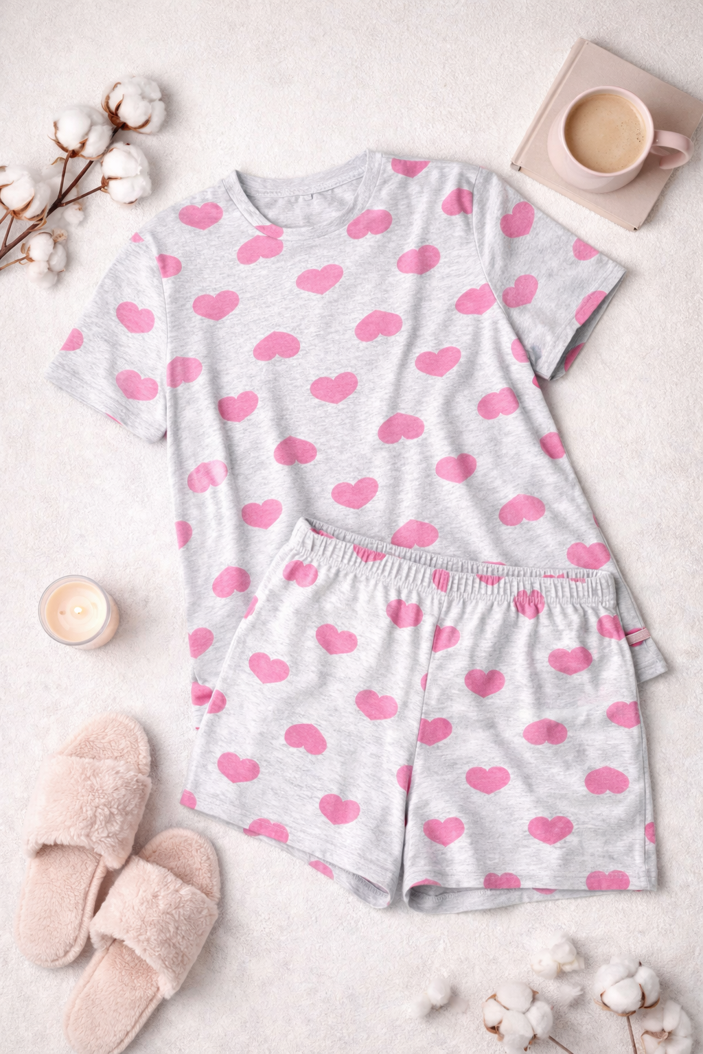 Dámské bavlněné pyžamo Srdíčka – PLUS SIZE