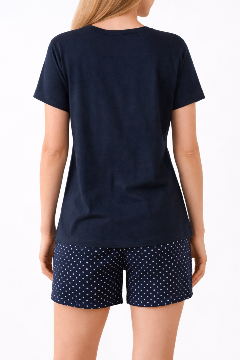 Dámské bavlněné pyžamo Love Dots – tmavě modré